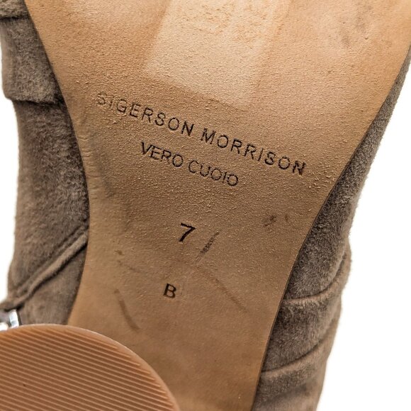 Sigerson Morrison Women Kiran Bow Beige Zip Pointy Ankle Boots size 7 - Picture 6 of 10